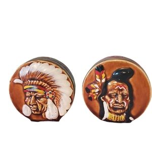 Vintage native drum salt and pepper shakers